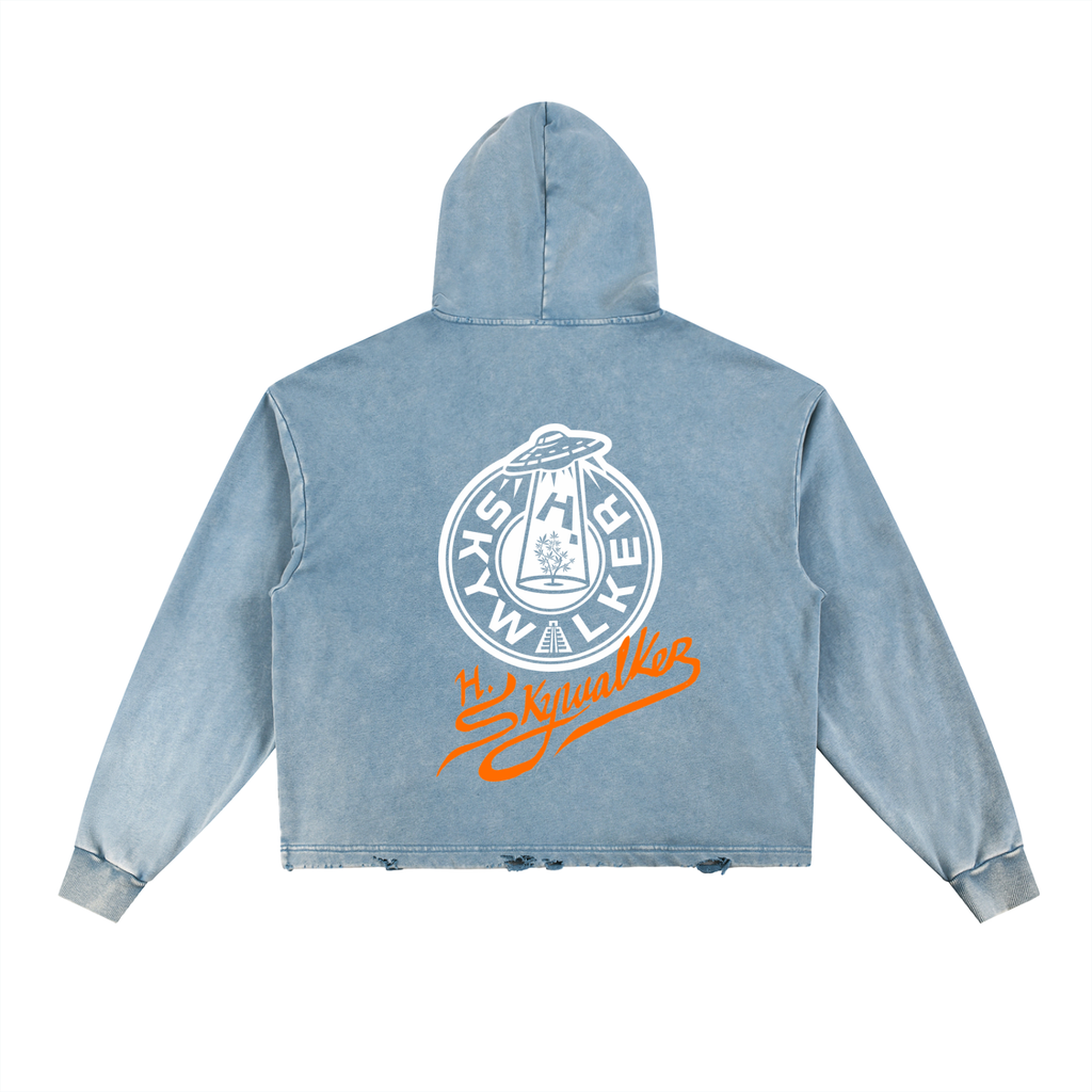 H. Skywalker Vintage Washed Frayed-Hem Hoodie