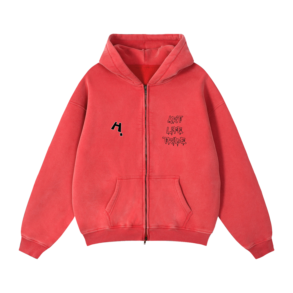 H. Skywalker Art Life Tribe Zip-Through Boxy Fleece Hoodie