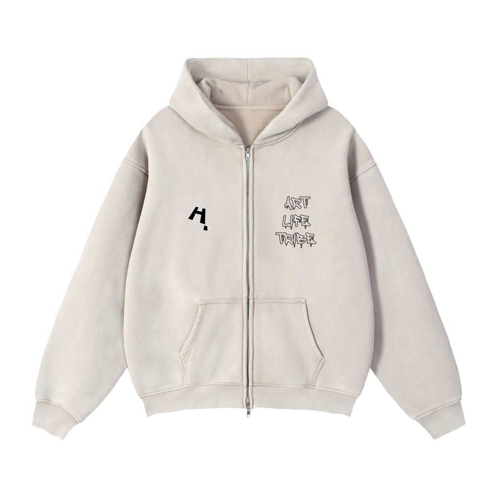 H. Skywalker Art Life Tribe Zip-Through Boxy Fleece Hoodie