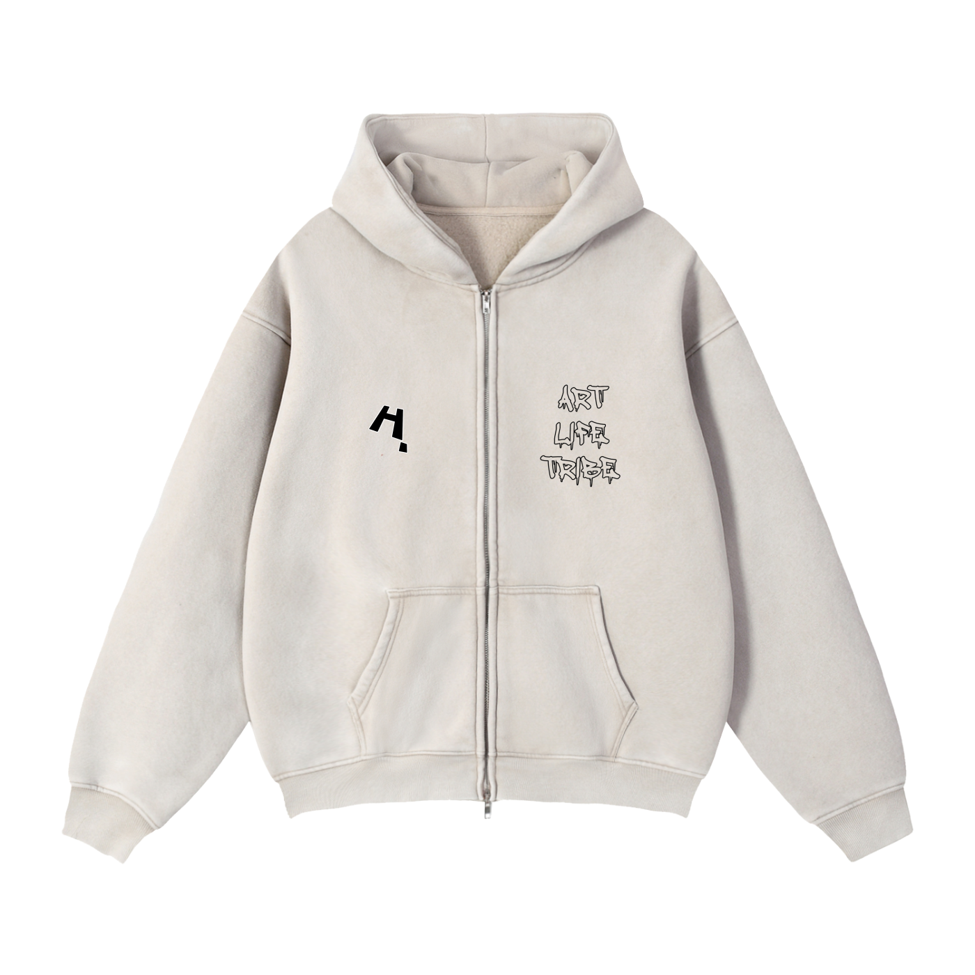 H. Skywalker Art Life Tribe Zip-Through Boxy Fleece Hoodie
